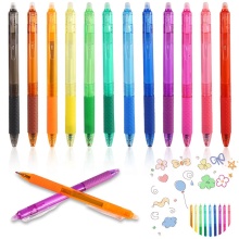 12 Pcs Erasable Gel Pens - Assorted Color Inks Fine Point Cute Pens
