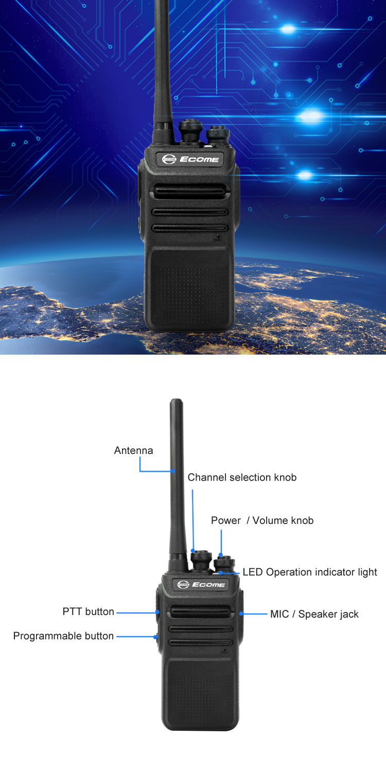 Ecome ET-95 Two Way Radio Uhf Amateur Rugged Walkie Talkie Wireless Walki Talki Set