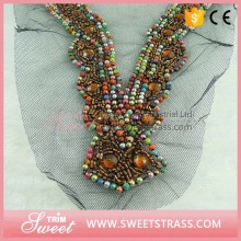 Factroy directly supply beads collar embroidery guipure neck trimming