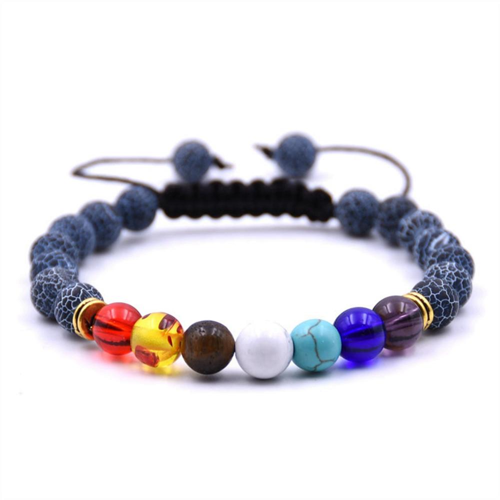 7 brazalete tejido con cuentas de piedra natural Chakra Charm