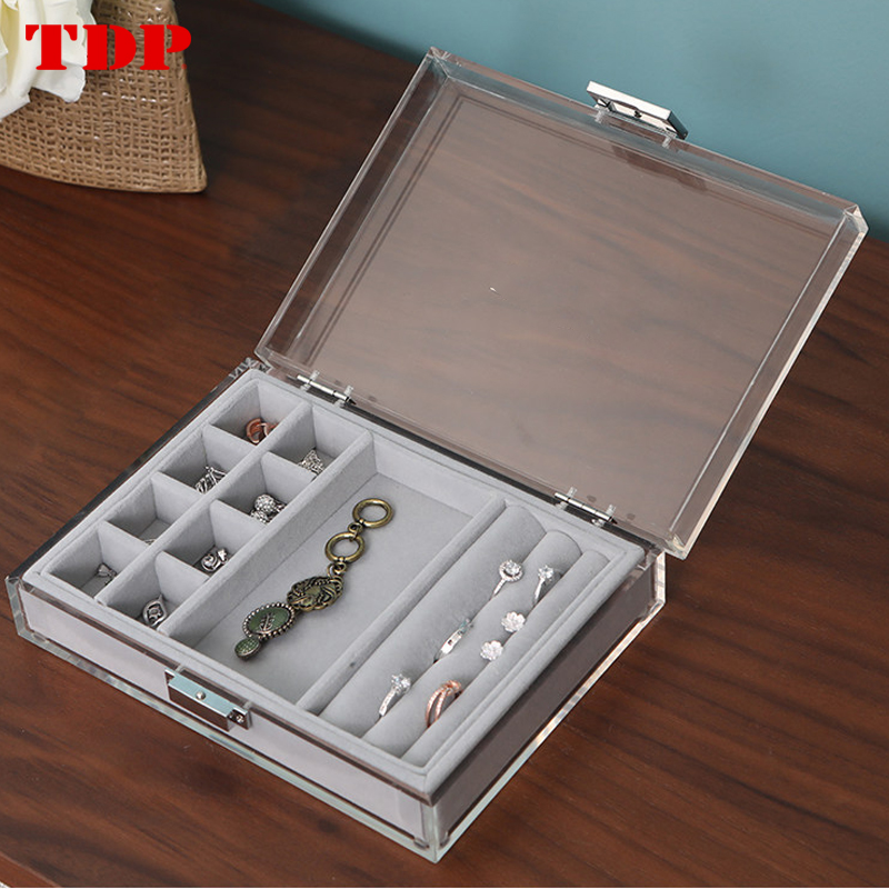 Top Professional supplier clear acrylic jewelry storage box Cosmetics Jewelry Organizer plastic earring box