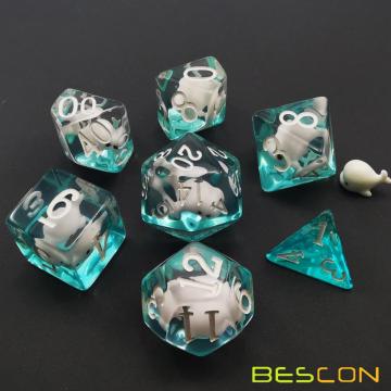 Übergroßer DND -Tierwürfel von Beton -Delphin, Riesen 7pcs Delphin Polyedral D &amp; D Dice Set, große Dungeons und Drachenwürfel großer Größe