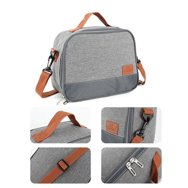 Factory 600d Oxford 5mm Foam School Office Travel Usage Lunch Box Custom Logo Cooler Thermal Insulated Lunch Bag