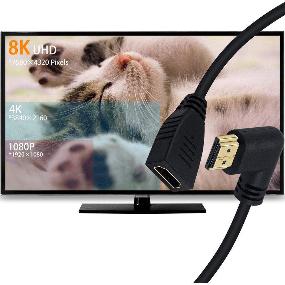 Reversible Short 8K HDMI Male to Female HDMI Cable