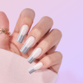 Lightning frosted long coffin fake on nail tips