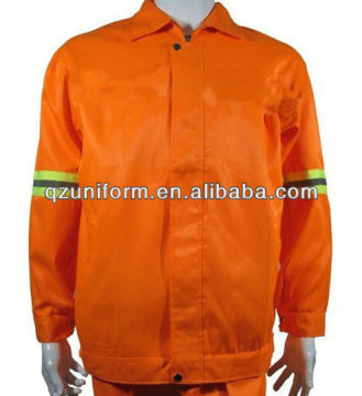 Unisex zipper-front orange reflective clearner uniform