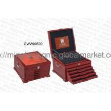 wooden coin collection case