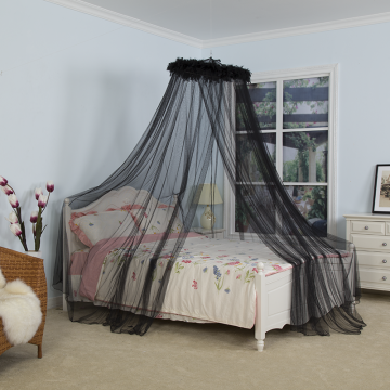 Mysterious Black Feather Umbrella Mosquito Net Bed