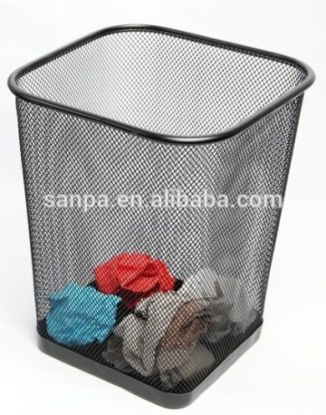 Colored Metal Mesh Square Waste Bin Trash Can