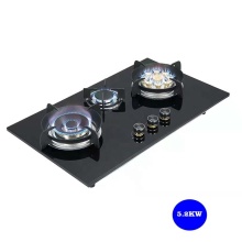Nano Glass Gas Stove with 3 Copper Burners - Built-in Kitchen Cooker Hob
