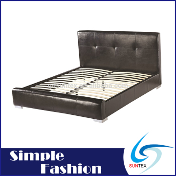 Leather upholstered bed with crystals