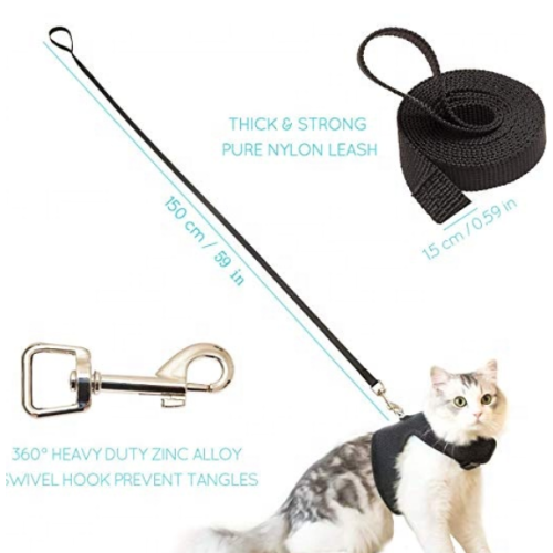 Binatang Cat Harness boleh laras dengan tali leher