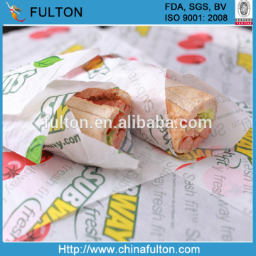 China factory burger paper wrapper/FDA eco-friendly hamburger paper wrapper/hamburger wraps paper
