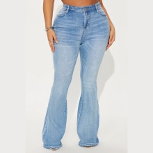 Medium Wash Butterfly Embellished Hot Fix Stretch Flare Women Jeans