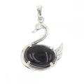 Gemstone Swan Pendant Natural Stone Animal Silver Plated Swan Charm Pendants for DIY Jewelry Making