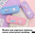 Popular simple color embroidery partysu pu pencil case