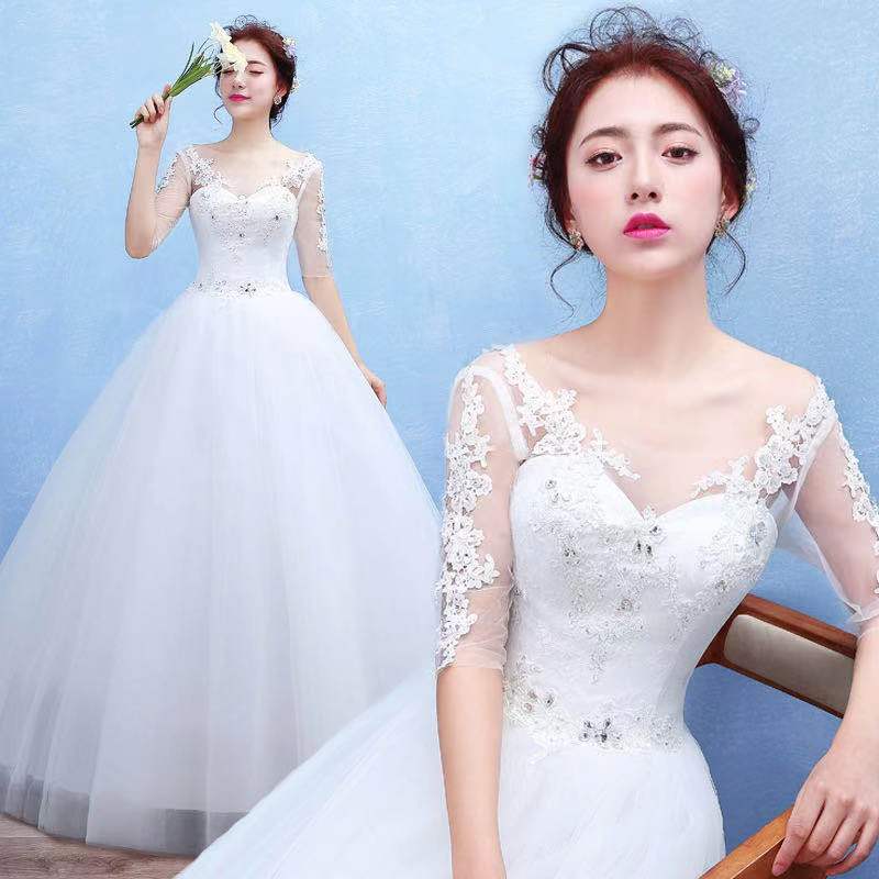 2021 Latest design lace wedding dress elegant sequined bridal dress