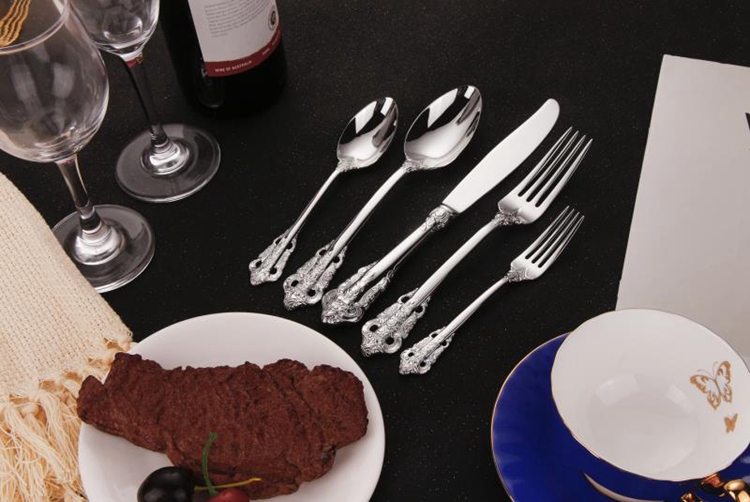 Luxury 24 Piece Gold and Sliver Stainless Steel Cutlery Set with spoon knife fork For GIft Weeding Party