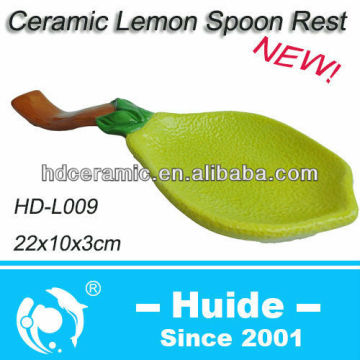22cm ceramic spoon rest hand-painted lemon spoon rest