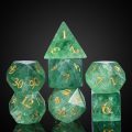 Pure Natural Gemstone DND Dice Set with Case, 7PCS Handmade Real Stone Dice Set for Dungeons and Dragons Tabletop Games