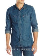 New Men 100% Cotton Long sleeve Denim Jeans work Shirt
