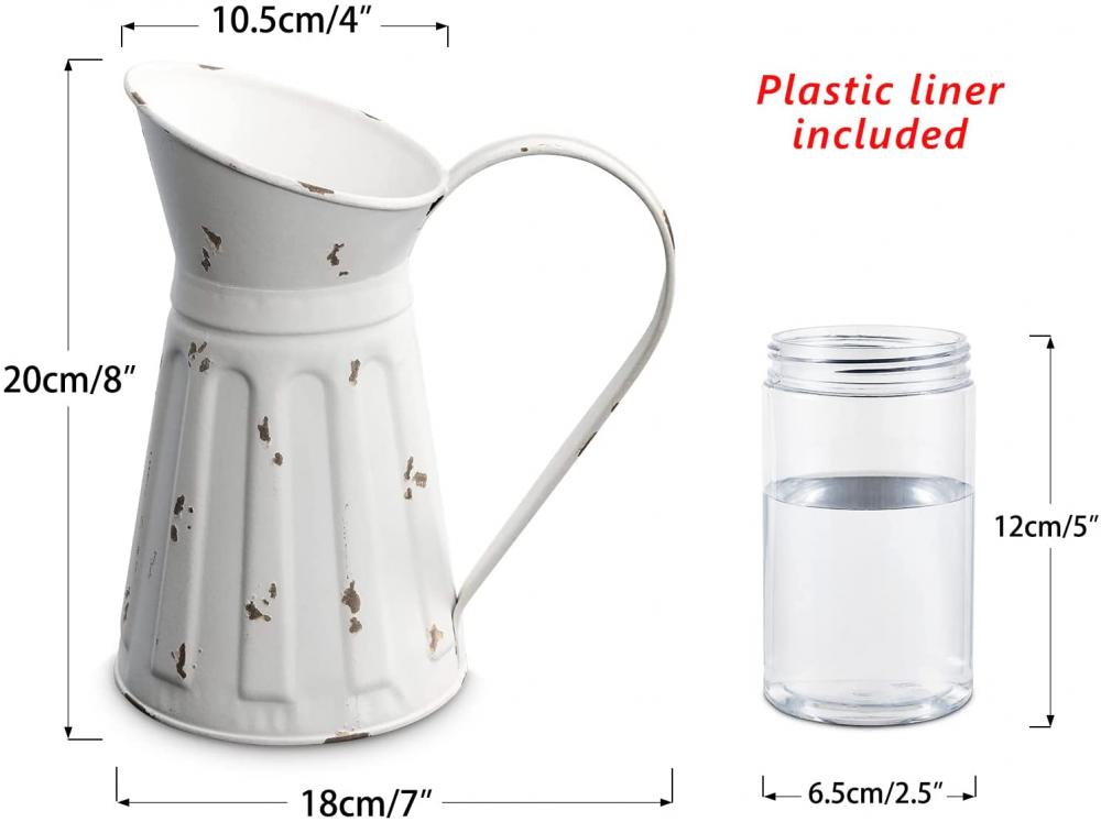 Λευκό μεταλλικό βάζο Vintage Milk Jug Mini Pitcher