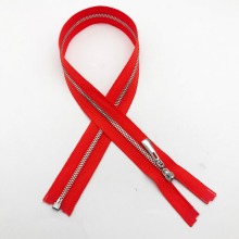 Open End Shiny Silver Corn Teeth Brass Zipper