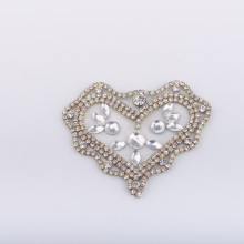 Light Girl Gold Heart Rhinestone Lace Applique Hand Make