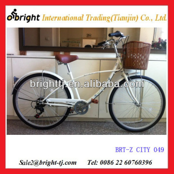 26" woman city bike with bamboo basket from China