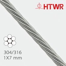 corde métallique en acier inoxydable 1x7 304