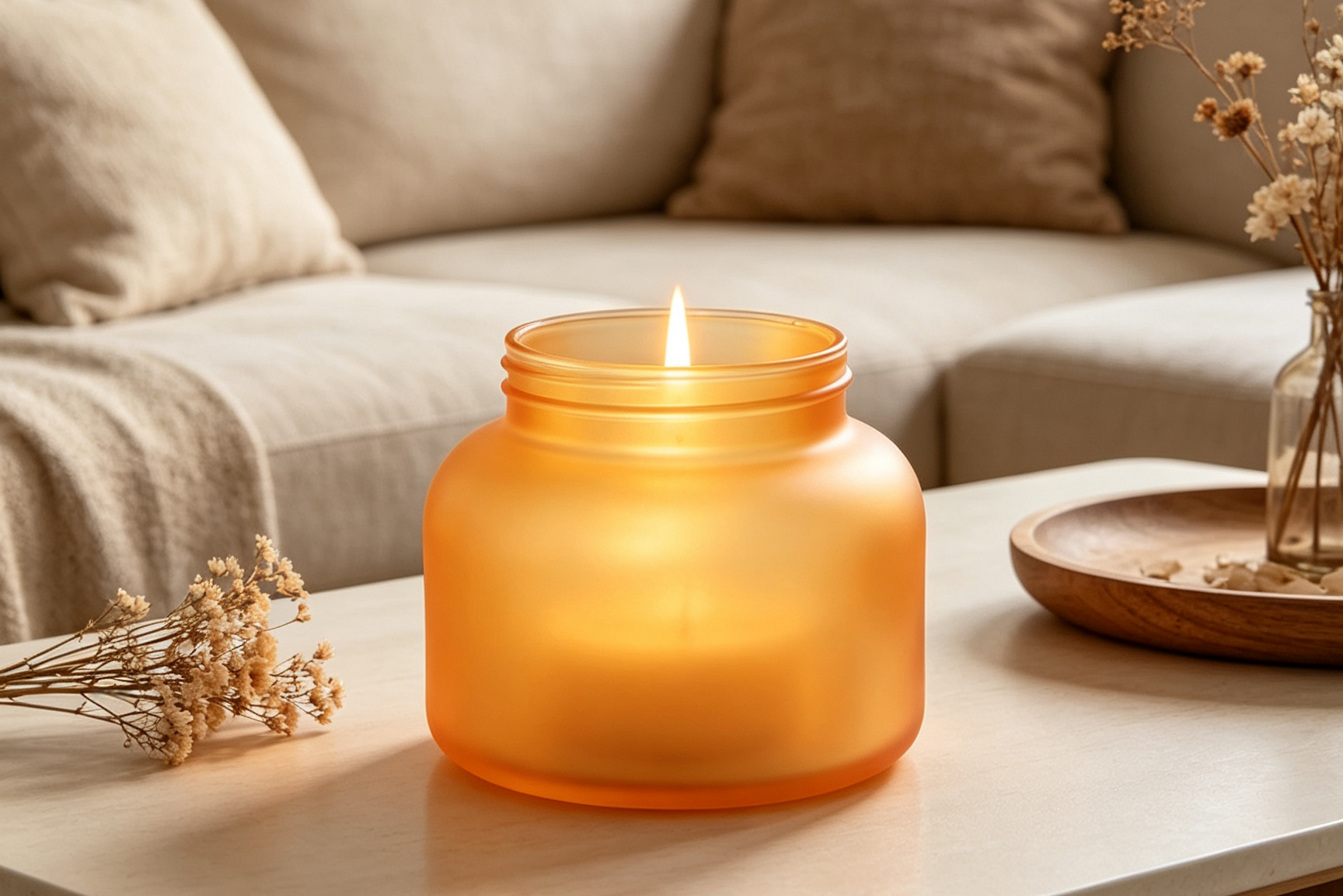 جرة شمعة بلوري frosted candle jar