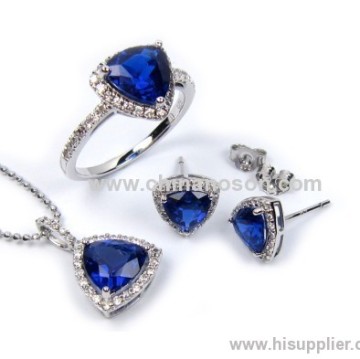 Sapphire Pendant Jewelry Set 