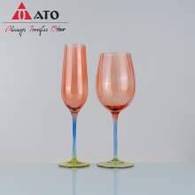 Orange Glass Goblet Pink Hand-blown Wine Glasses