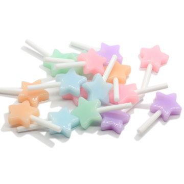 Kawaii Flatback Mini estrella en forma de caramelo Lollipop Beads Slime hecho a mano artesanía decoración encantos 100 unids / bolsa espaciador de juguete para niños