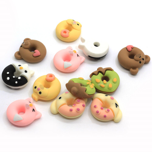 Mieszane Flatback żywiczne Charms do chleba Cartoon Hollow Animal Fruit Donut ozdoby rzemiosło kokarda do włosów DIY Deco biżuteria ozdoba