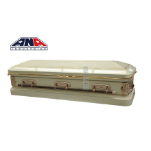 High Gloss White Urn Shape Steel Casket with Last Supper Design
