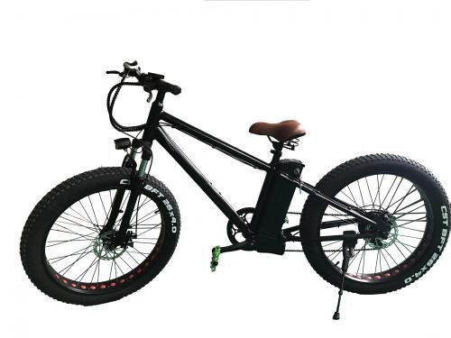 Brown saddle of lithium bike battery bike