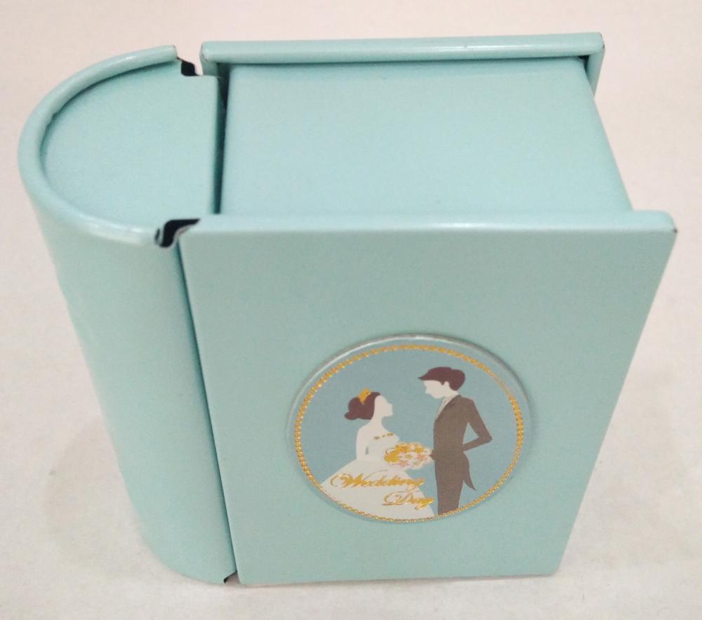 Blue Wedding Tin Box with lid