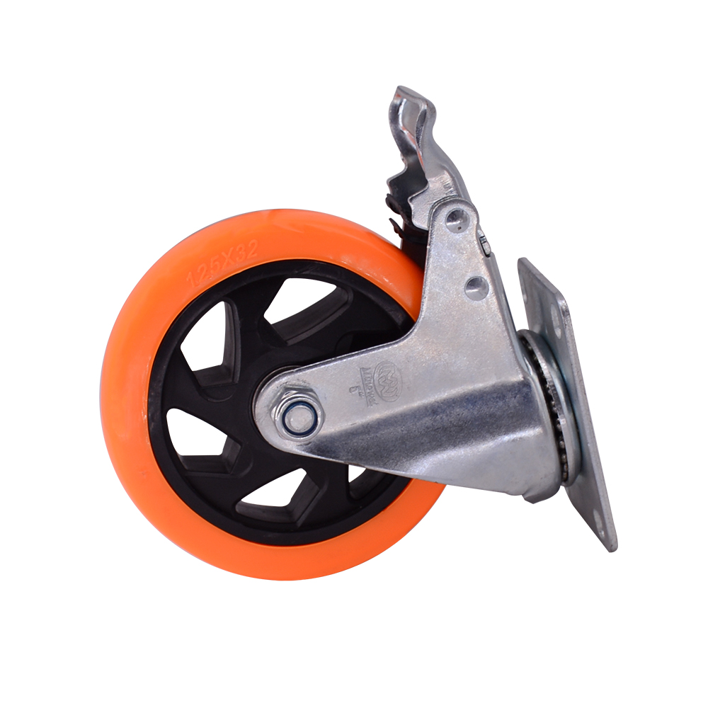 3 inch Orange Medium Duty PVC Caster Wheel