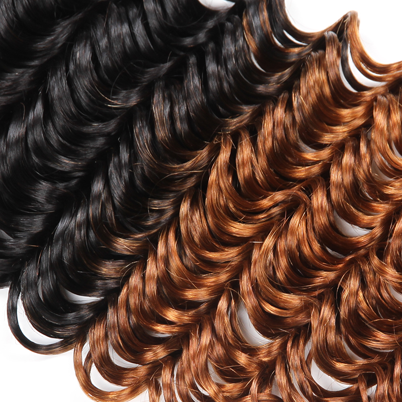 Factory Direct Sale Cuticle Aligned Deep Wave Hair With Indian 1B 30 Ombre Color