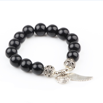 wholesale fashion jewelry natural black onyx bead bracelet gemstone bead stretch bracelets