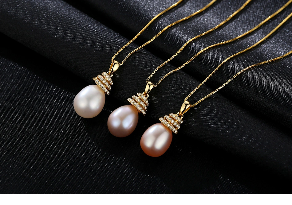 18K Gold Plated 925 Sterling Silver Freshwater Pearl Pendant Necklaces