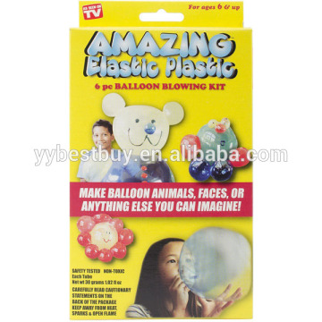 Amazing elastic bubble plastic 3tubes magic balloon blowing kit