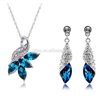 Zircon Flower Necklaces Earrings Set Fashion Jewelry Set Flower Necklace Set