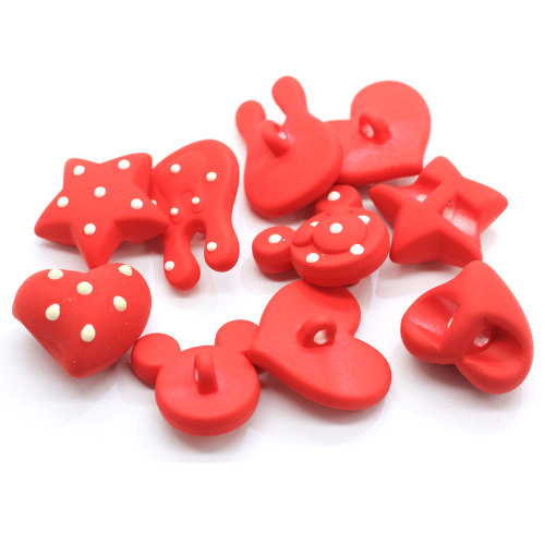 New Resin Design Red Heart Star Button Beads Diy Crafts Χειροποίητο Art Decor για Παιδικά Πουκάμισα Παπούτσια Ρούχα Στολίδι