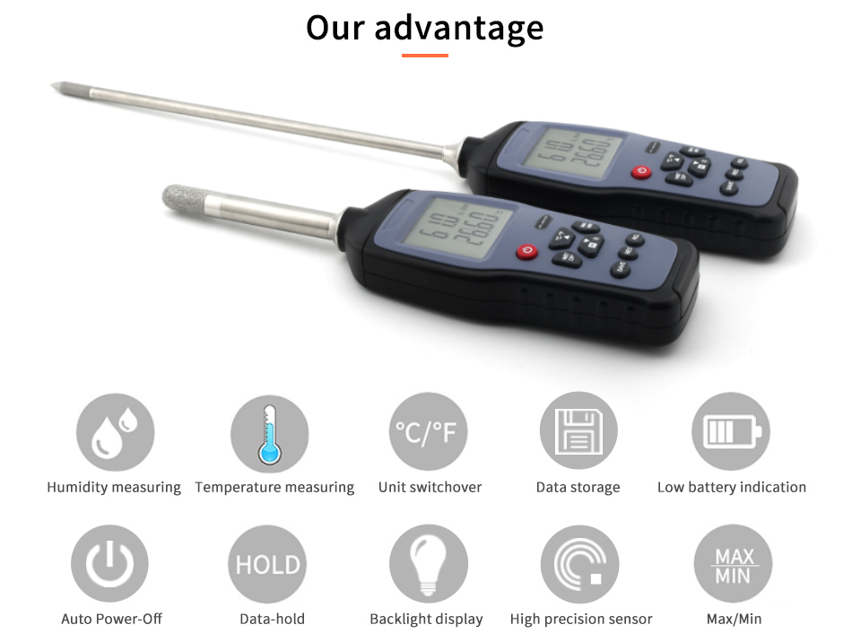 Digital thermo-hygrometer Temperature and Humidity Meter with Dew Point and Wet Bulb humidity sensor