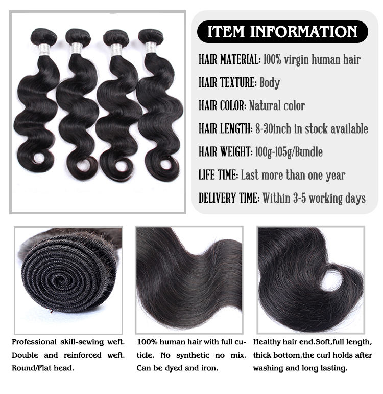 Xuchang hair factory raw soft thick and clean weft virgin cuticle raw hair, 100 human peruvian hair body wave