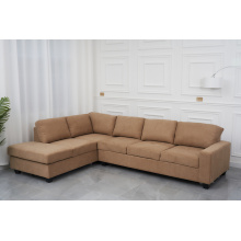 L Shaped Sectional Fabric Sofa With Ottoman