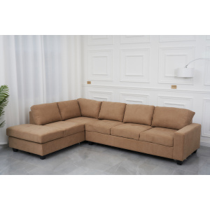 L Shaped Sectional Fabric Sofa With Ottoman