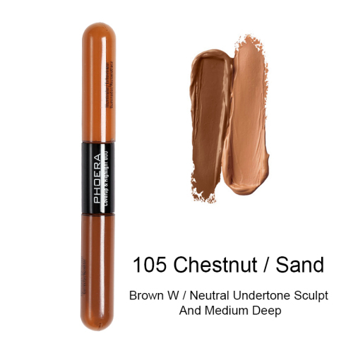 PHOER Brighten Skin Color Double Head Concealer Liquid 5 Color Long Oil Control Liquid Foundation TSLM2